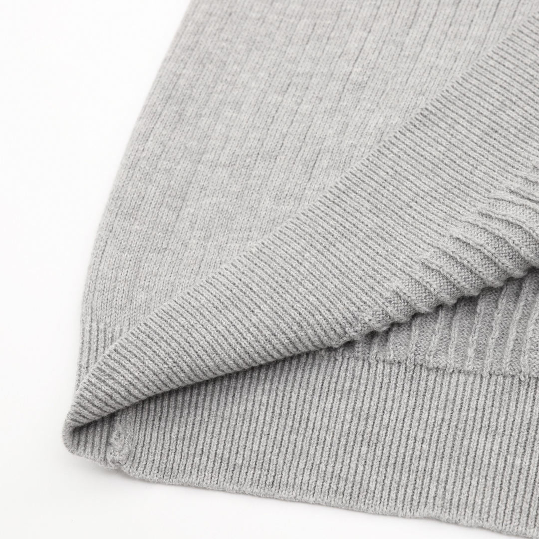 Pony Lapel Striped Polo Shirt Gray