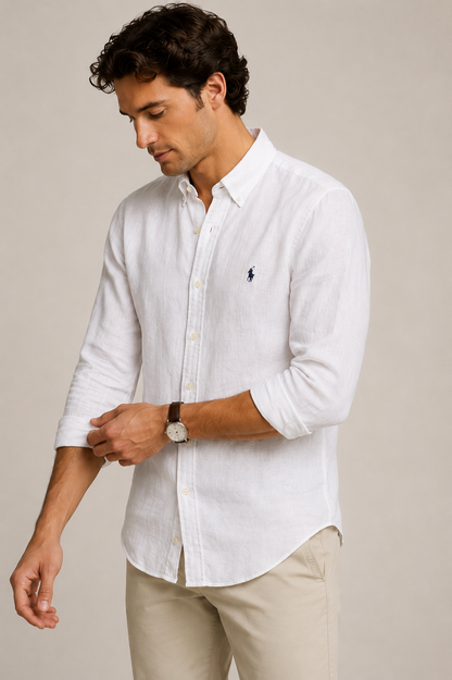 Ralph Lauren Hemd aus Leinen-Remi-Mischung, Weiß