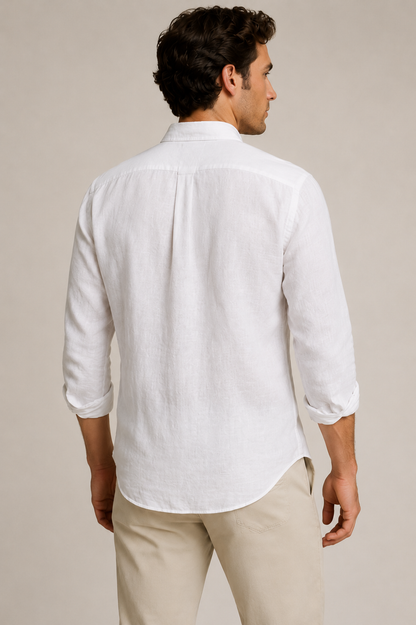 Ralph Lauren Hemd aus Leinen-Remi-Mischung, Weiß