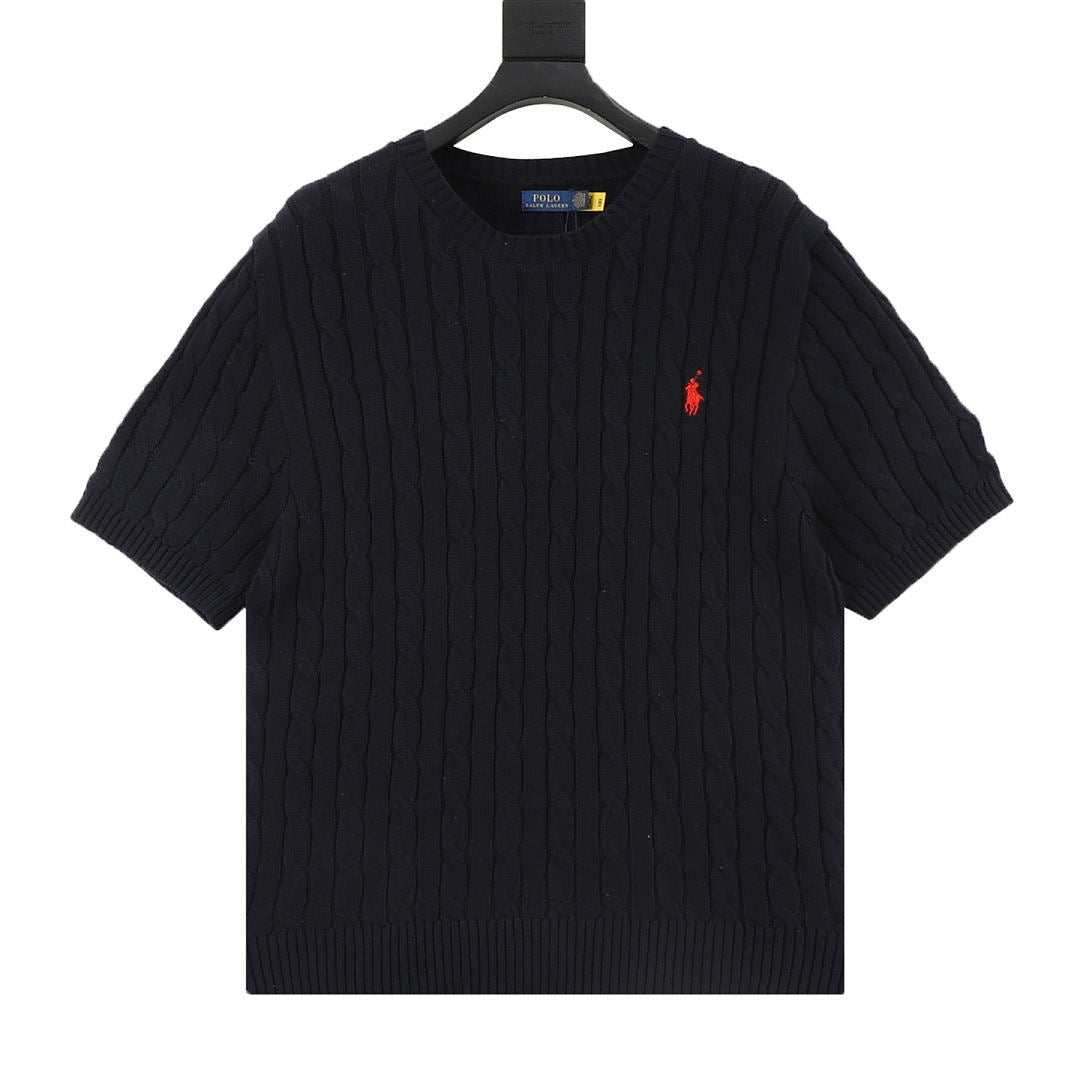 Cable-Knit Crewneck Sweater Navy