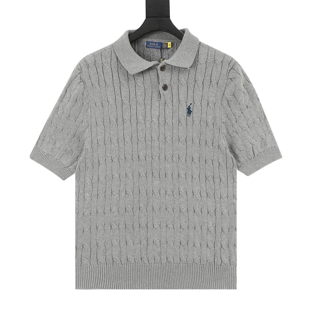 Spurs Knitted Polo Shirt Gray