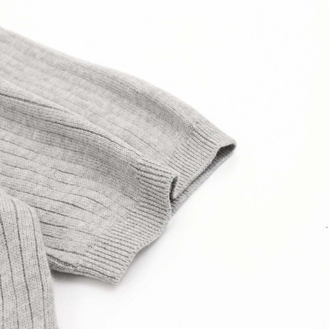 Pony Lapel Striped Polo Shirt Gray