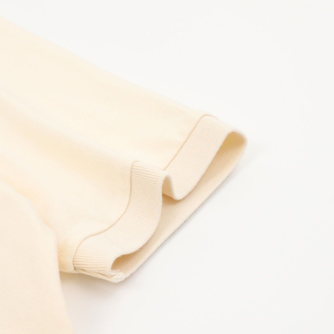 Pony Lapel Striped Polo Shirt Cream