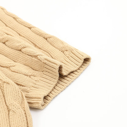 Cable-Knit Crewneck Sweater Camel