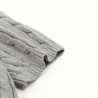 Cable-Knit Crewneck Sweater Gray