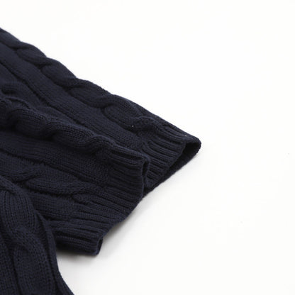Cable-Knit Crewneck Sweater Navy