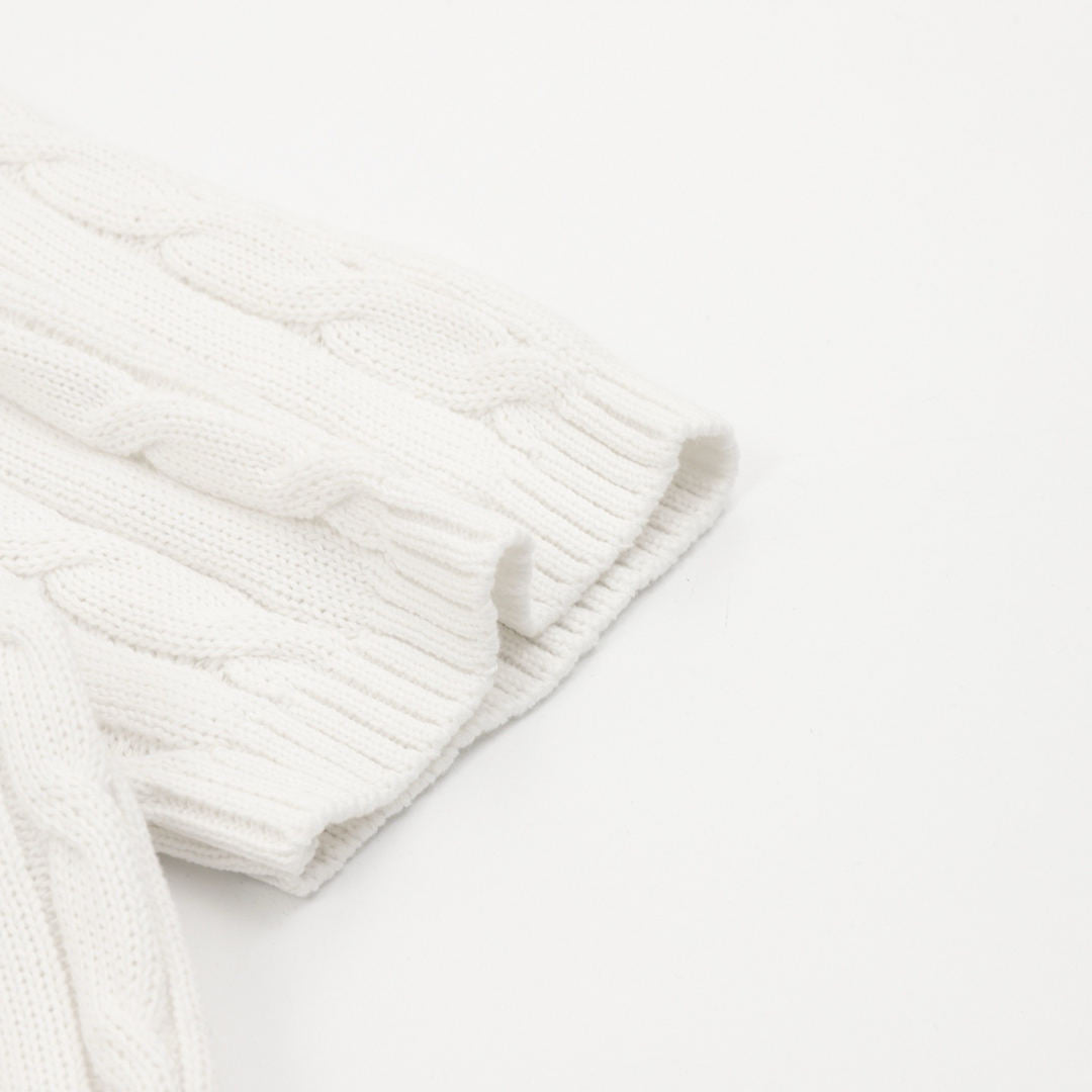 Cable-Knit Crewneck Sweater White