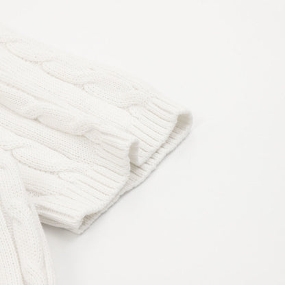 Cable-Knit Crewneck Sweater White