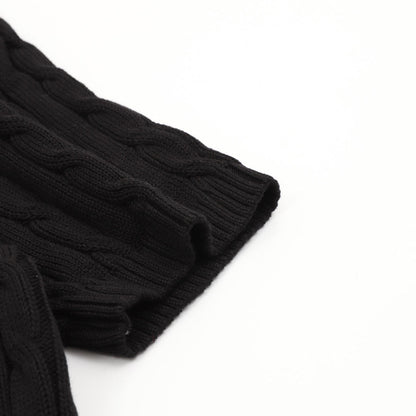 Cable-Knit Crewneck Sweater Black