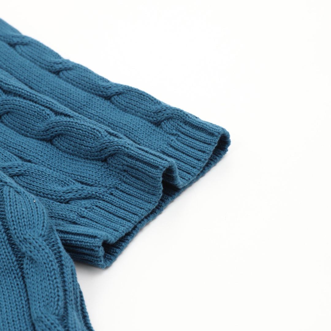 Cable-Knit Crewneck Sweater Teal