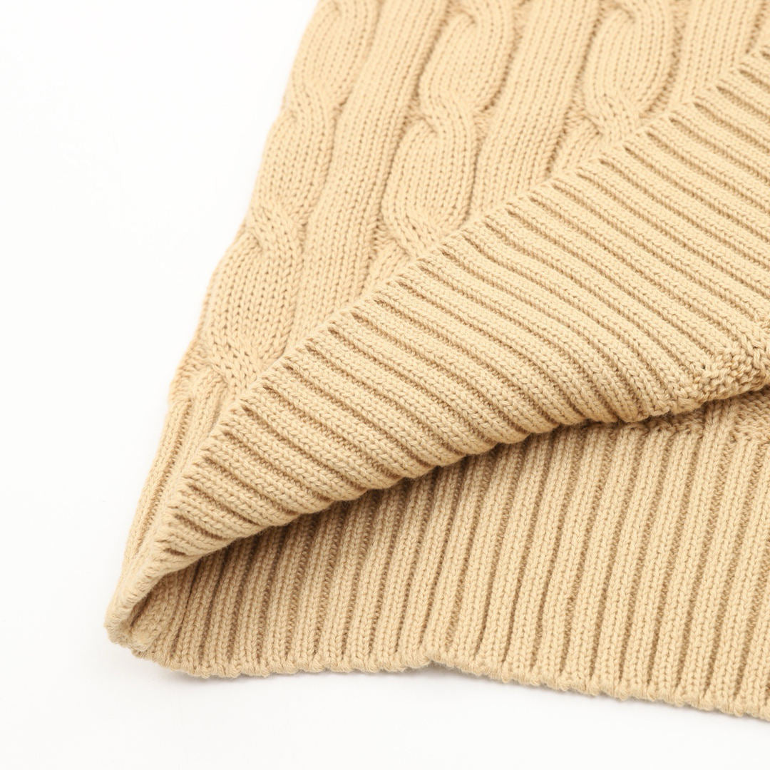 Cable-Knit Crewneck Sweater Camel