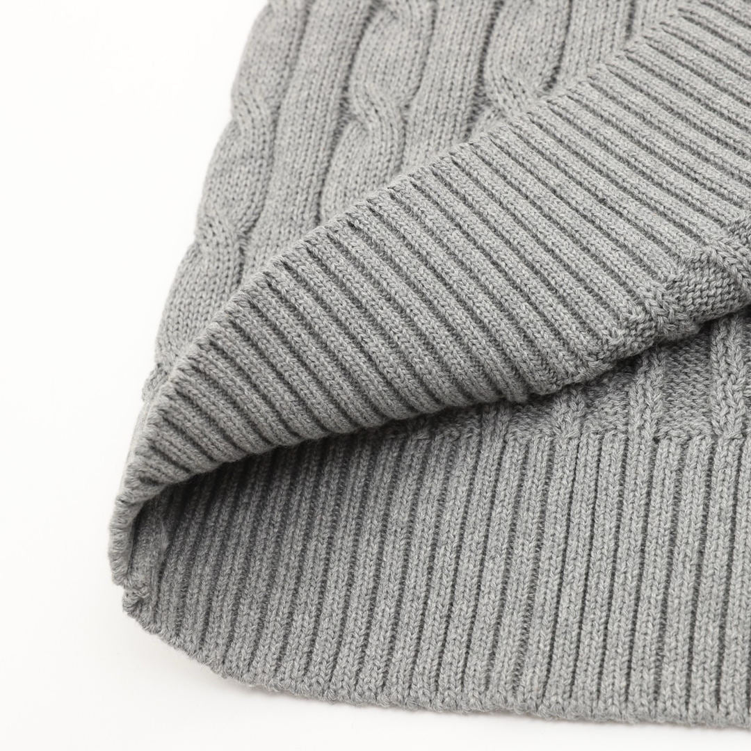 Cable-Knit Crewneck Sweater Gray