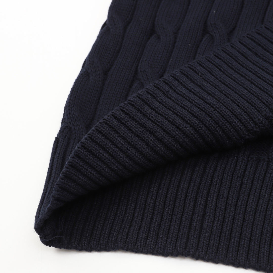 Cable-Knit Crewneck Sweater Navy