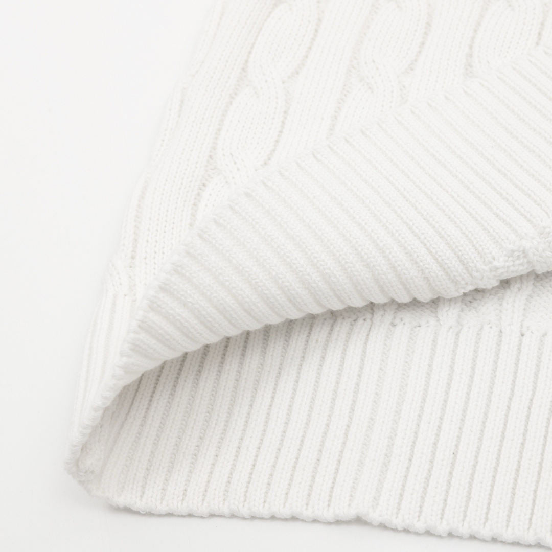 Cable-Knit Crewneck Sweater White