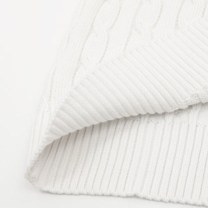 Cable-Knit Crewneck Sweater White