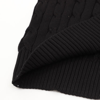 Cable-Knit Crewneck Sweater Black