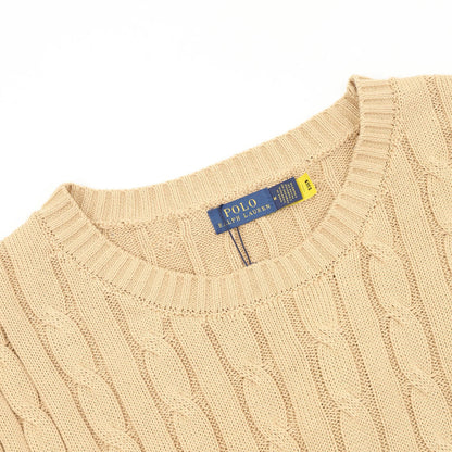 Cable-Knit Crewneck Sweater Camel