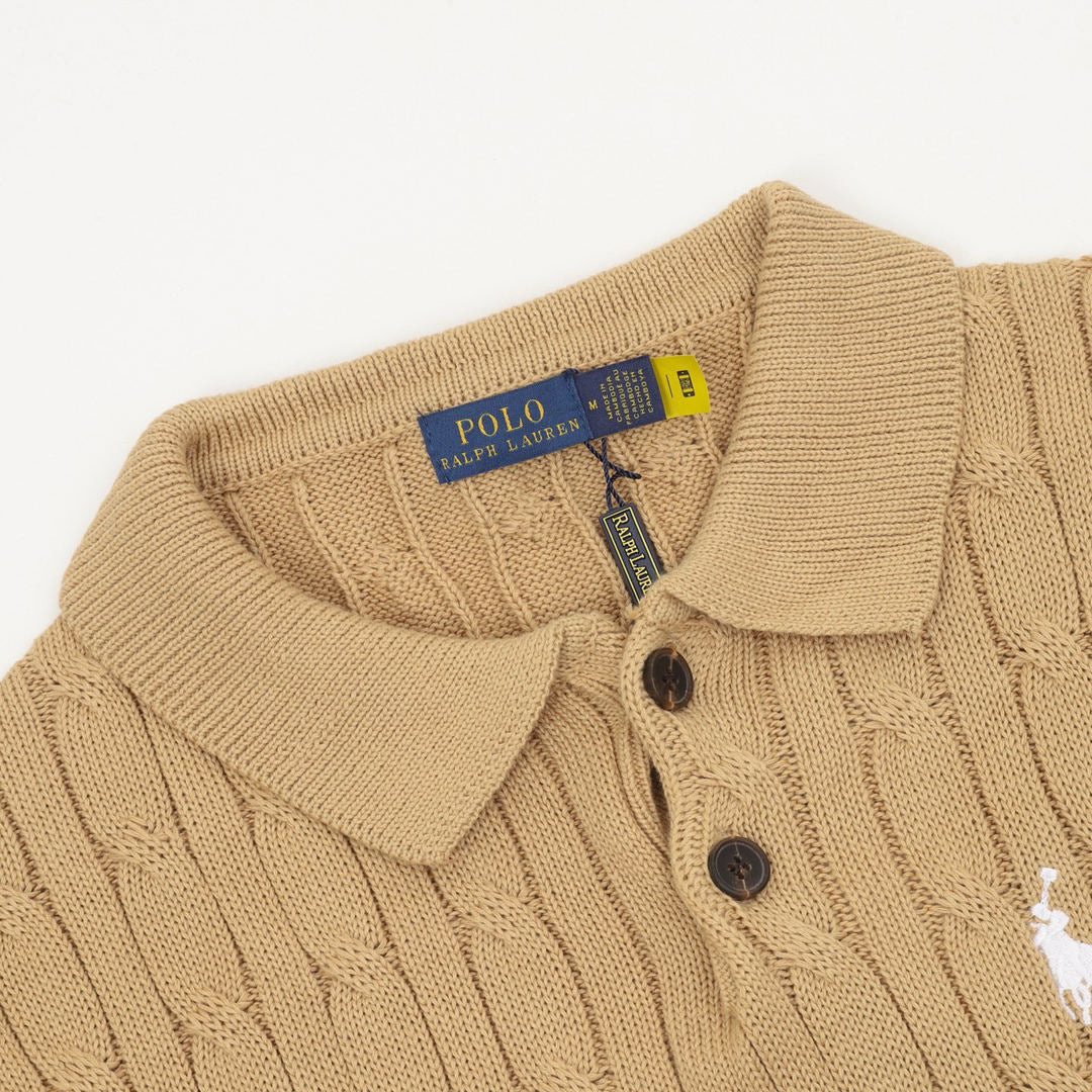 Spurs Knitted Polo Shirt Camel