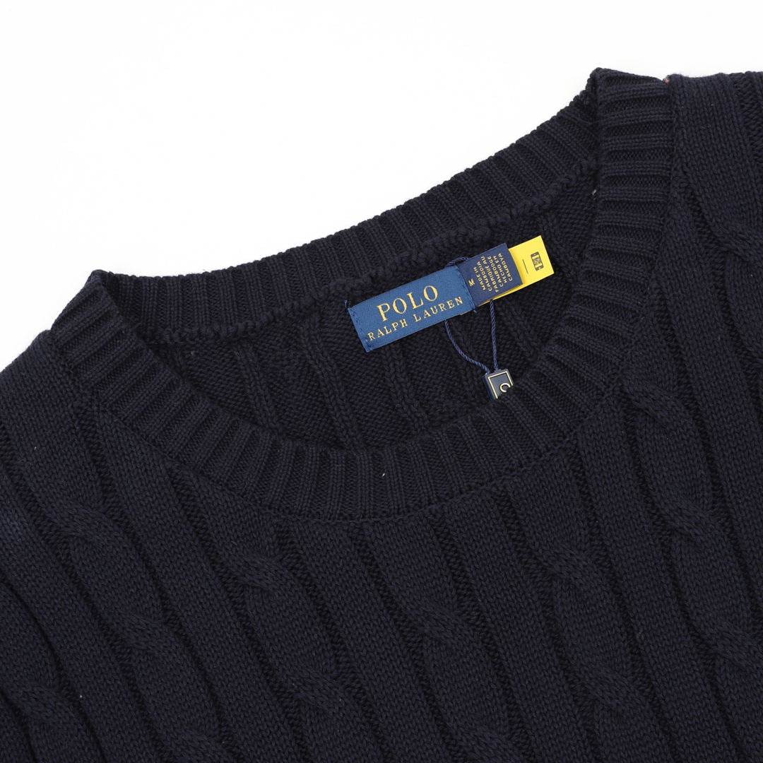 Cable-Knit Crewneck Sweater Navy