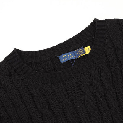 Cable-Knit Crewneck Sweater Black