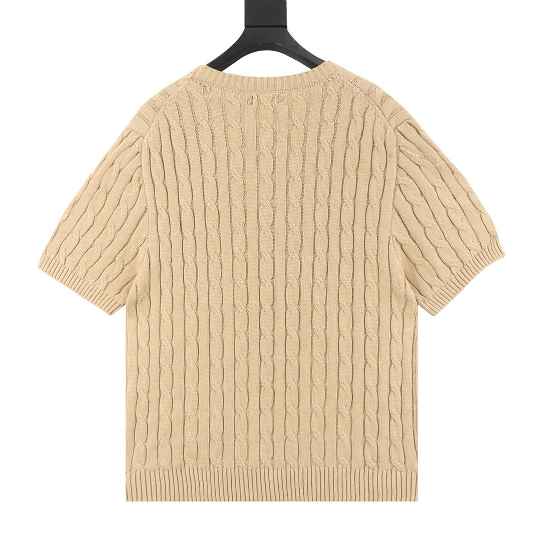 Cable-Knit Crewneck Sweater Camel