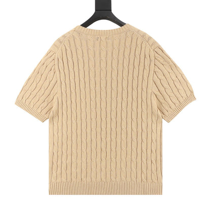 Cable-Knit Crewneck Sweater Camel
