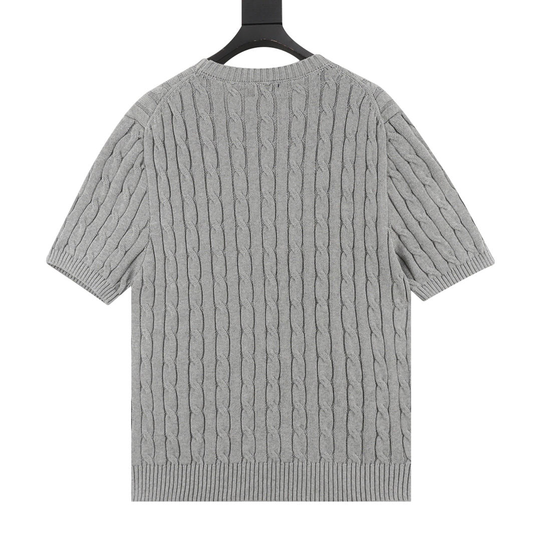 Cable-Knit Crewneck Sweater Gray