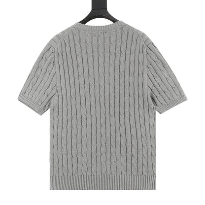 Cable-Knit Crewneck Sweater Gray