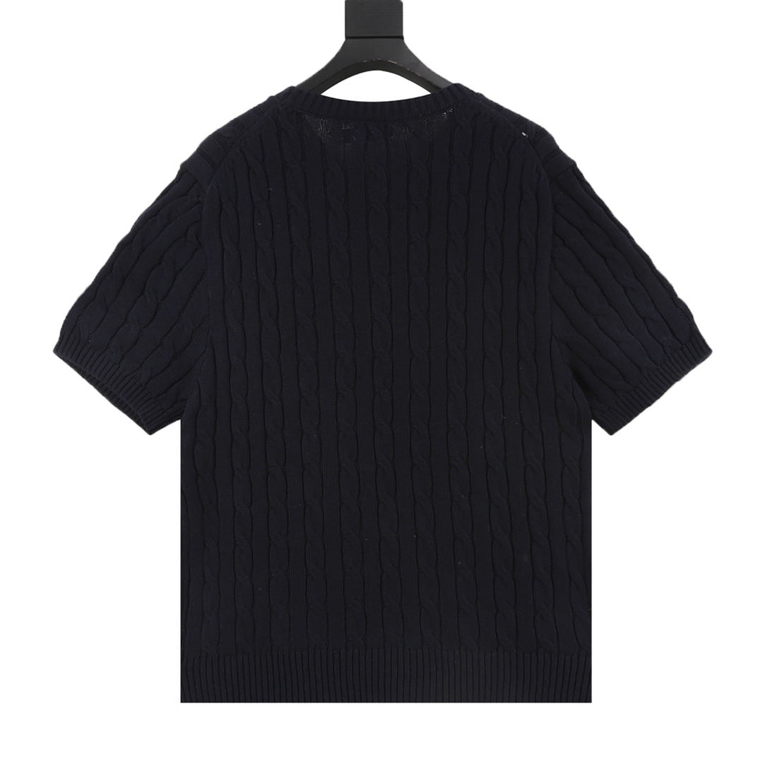 Cable-Knit Crewneck Sweater Navy