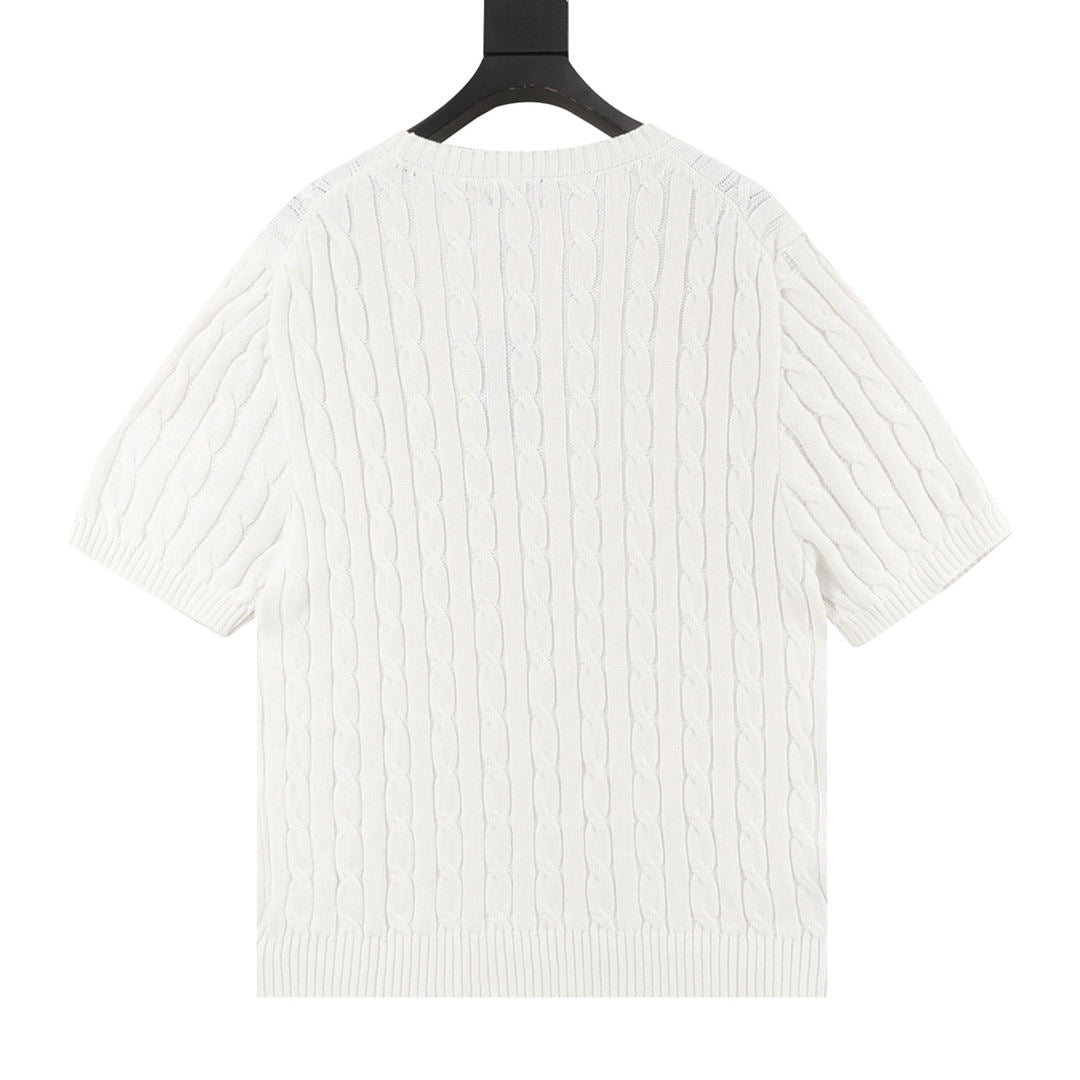 Cable-Knit Crewneck Sweater White