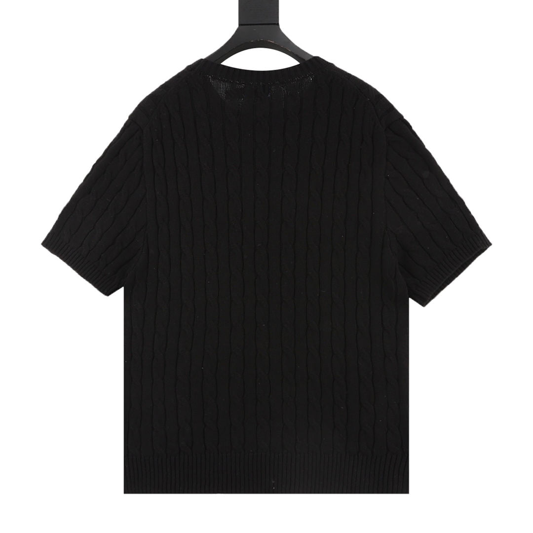 Cable-Knit Crewneck Sweater Black