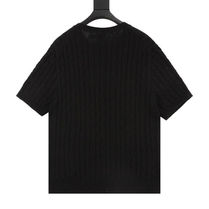 Cable-Knit Crewneck Sweater Black