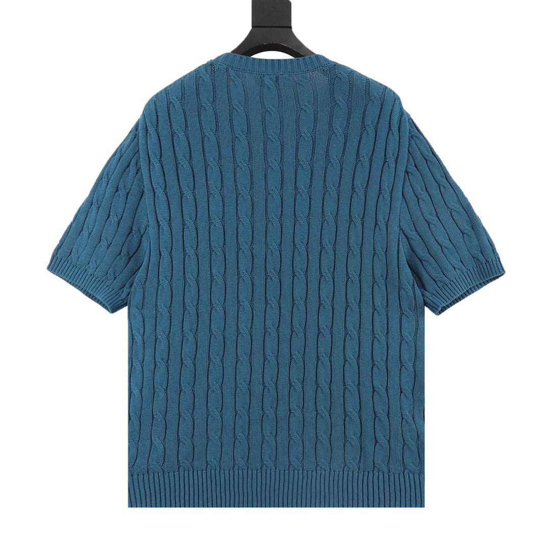 Cable-Knit Crewneck Sweater Teal