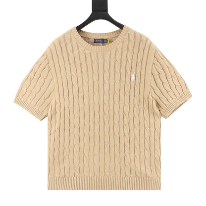 Cable-Knit Crewneck Sweater Camel