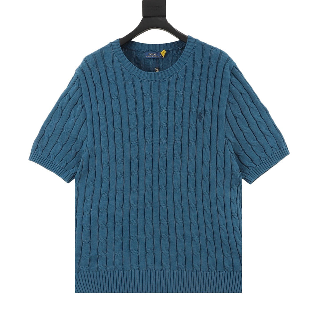 Cable-Knit Crewneck Sweater Teal