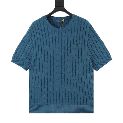 Cable-Knit Crewneck Sweater Teal