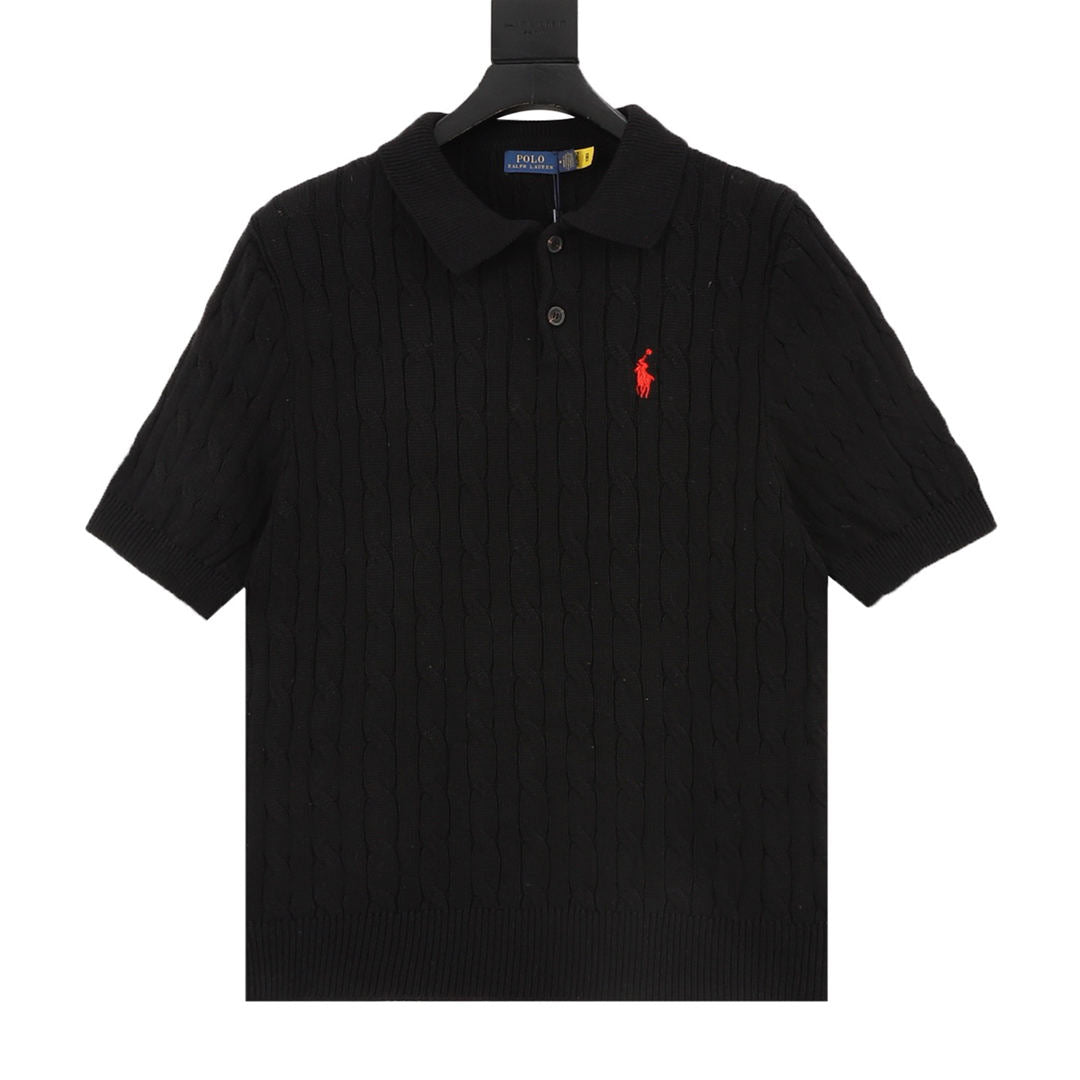 Spurs Knitted Polo Shirt Black