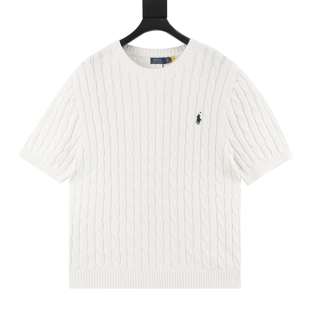 Cable-Knit Crewneck Sweater White