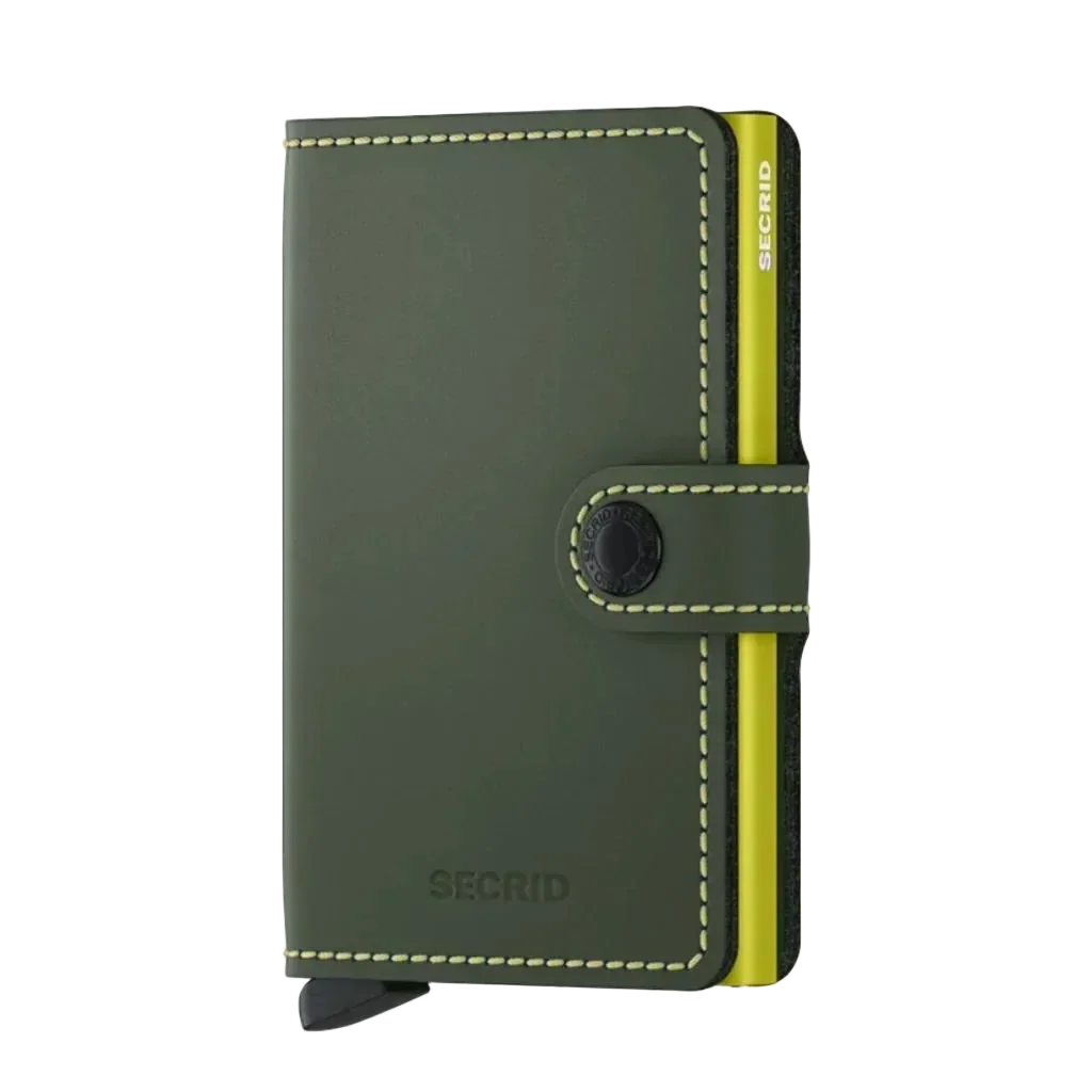 RFID Protected Mini Wallet - Matte - Green & Lime