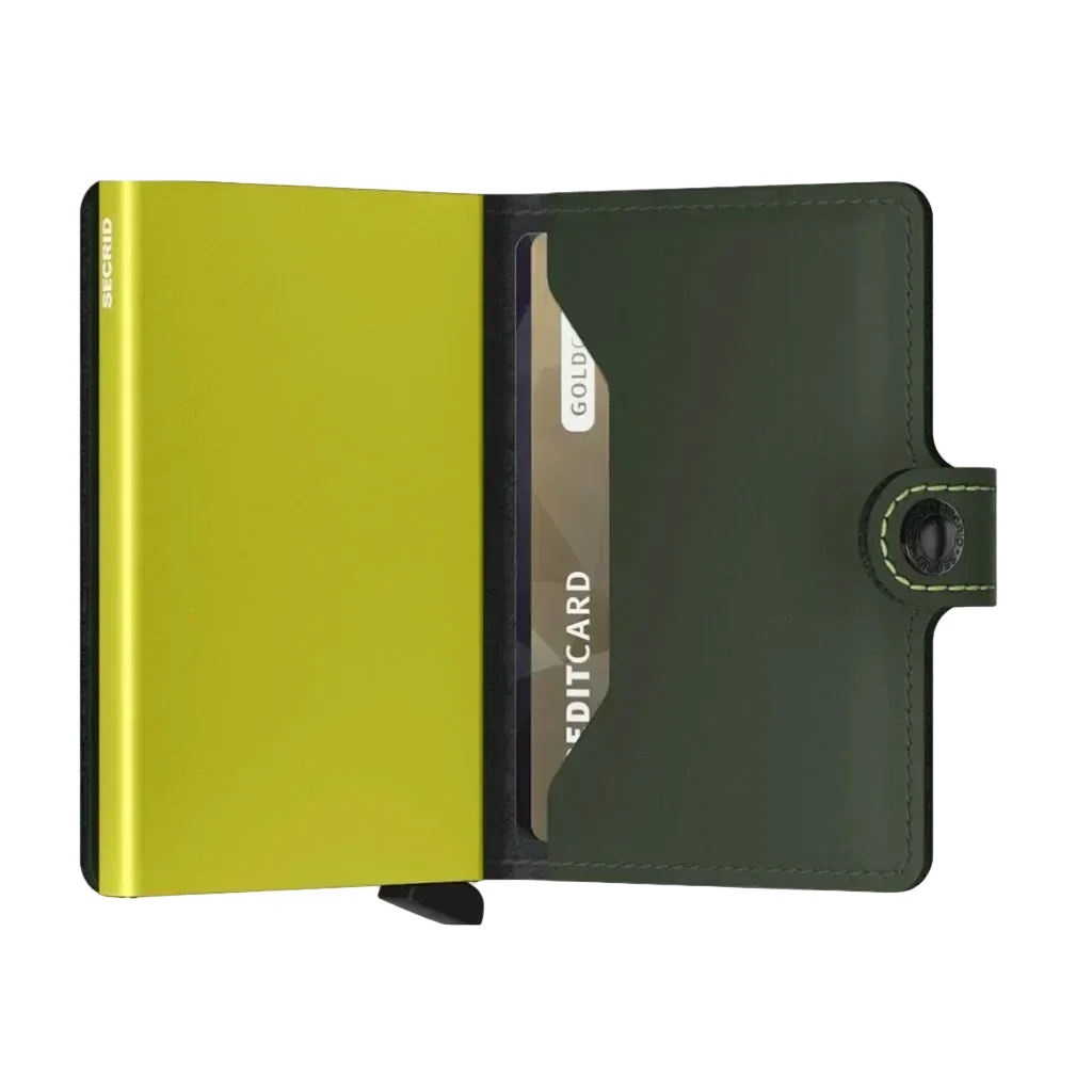 RFID Protected Mini Wallet - Matte - Green & Lime