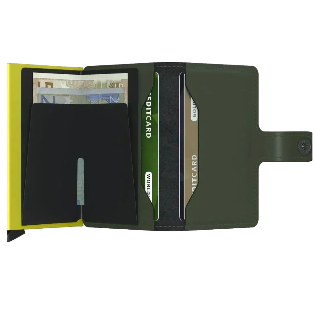 RFID Protected Mini Wallet - Matte - Green & Lime