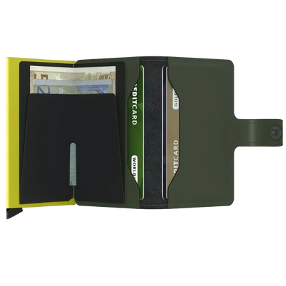 RFID Protected Mini Wallet - Matte - Green & Lime
