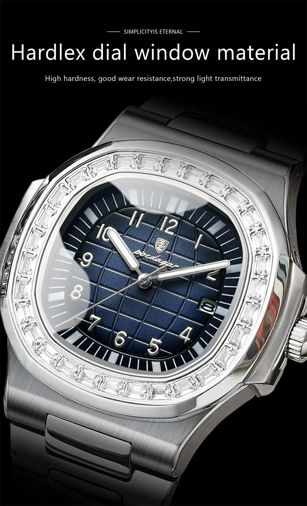 POEDAGAR Royal Grid Luxury Watch