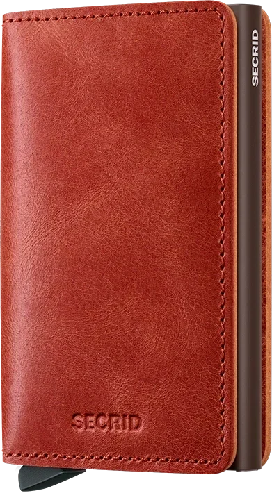 RFID Protected Slim Wallet - Vintage - Orange
