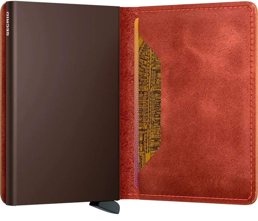 RFID Protected Slim Wallet - Vintage - Orange