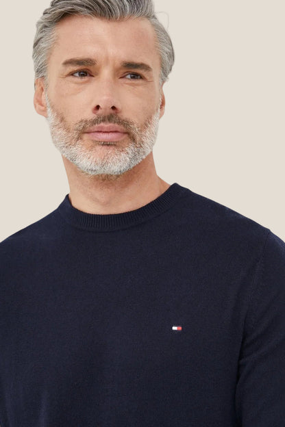 Maglione Girocollo In Misto Cashmere Con Logo Bandierina Ricamato