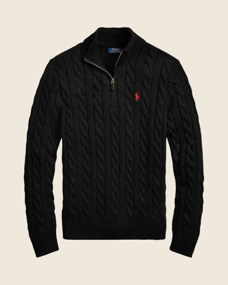 Ralph Lauren Chunky Cable-Knit Cotton Quarter-Zip Sweater