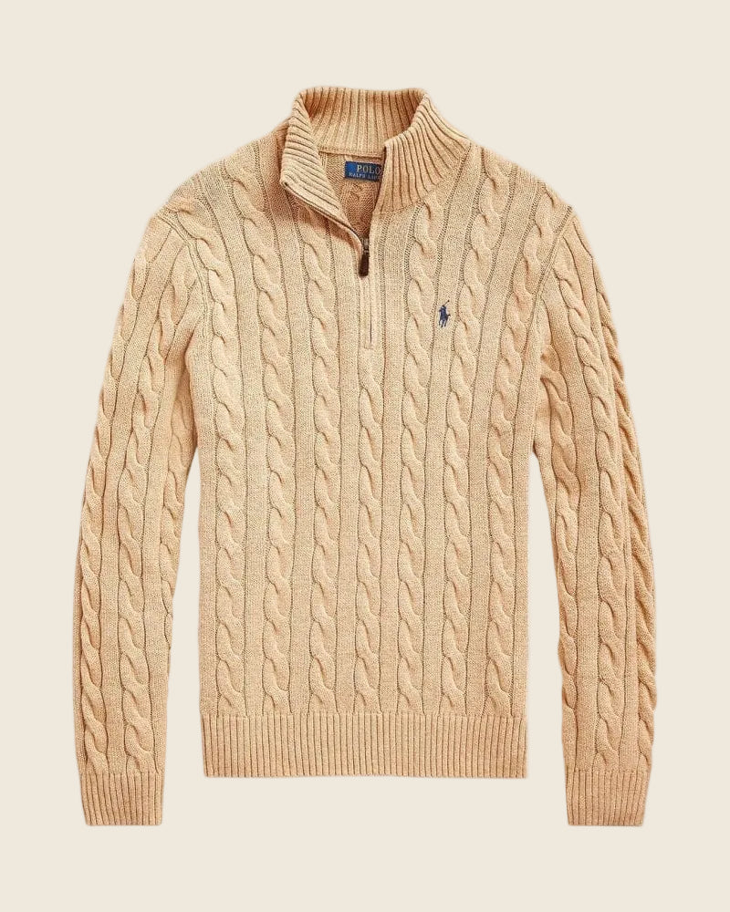 Ralph Lauren Chunky Cable-Knit Cotton Quarter-Zip Sweater