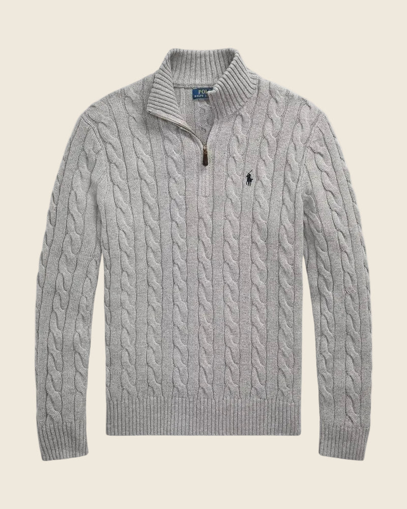 Ralph Lauren Chunky Cable-Knit Cotton Quarter-Zip Sweater
