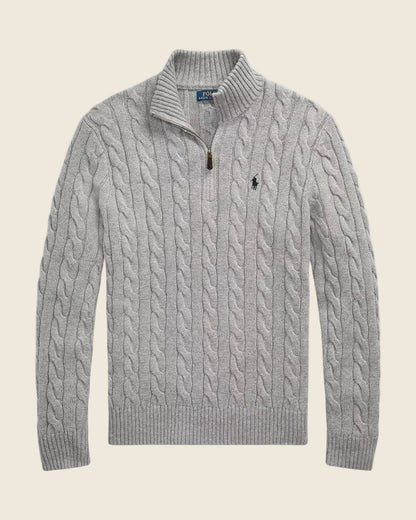 Ralph Lauren Chunky Cable-Knit Cotton Quarter-Zip Sweater